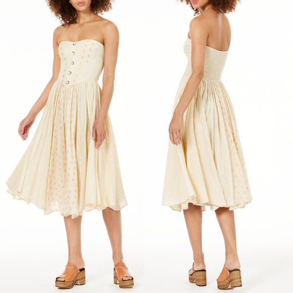 NEW Free People Amanda Strapless Midi Dress $228 - Picture 6 of 13